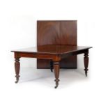 Good Victorian mahogany wind out dining table, circa 1840-60, the top with rounded corners and