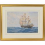 James W Milliken (1865-1945), Gunship heading for home, watercolour, signed, 33cm x 47cm (NB: