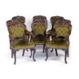 Set of Victorian mahogany dining chairs, in the French taste, circa 1840-60, comprising two