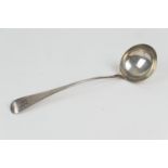 George III silver Old English pattern soup ladle, marks rubbed, maker possibly BC, London circa