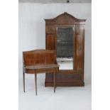 Late Victorian Sheraton Revival mahogany and painted two piece bedroom suite comprising mirrored