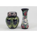 Moorcroft small Mackintosh waisted vase (second quality), 13cm; also a Moorcroft Secessionist
