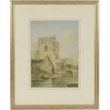 English School (mid 19th Century), A castle as seen from the river, watercolour, unsigned, 33cm x