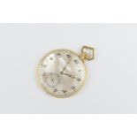 Movado 18ct gold slimline pocket watch, import marks for London 1930, 39mm mother of pearl dial with