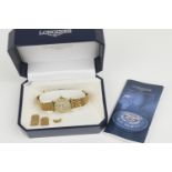 Longines lady's gold plated quartz wristwatch, circa 2000, gold coloured dial with Roman numerals,