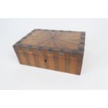 Victorian satinwood and rosewood box, in Colonial style, the top with radial inlays and metal