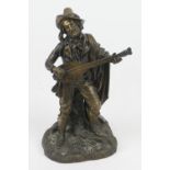 Italian bronze figure of a mandolin player, circa 1900, height 23cm (NB: Condition is NOT noted in