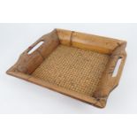Decorative Oriental bamboo tray, 44cm x 41cm (NB: Condition is NOT noted in catalogue