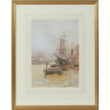 Frederick William Scarborough (1860-1939), Off Wapping, London, watercolour, signed and titled, 34cm