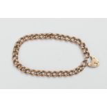 9ct gold curb link bracelet, with padlock clasp, length 17.5cm, weight approx. 8.1g (NB: Condition