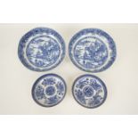 Pair of Chinese blue and white bowls and a warming dish