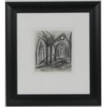 David Bomberg (1890-1957), Bomb damage, church interior, charcoal on paper, signed, 23cm x 20cm (NB: