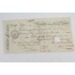 Great Britain: Margate, Isle of Thanet Bank, 14 day light bill for £20, with punch hole