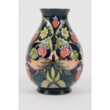 Moorcroft birds and strawberries baluster vase, circa 1995 (second quality), height 19.5cm (NB: