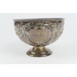 Edwardian silver presentation rose bowl, by Walker & Hall, Sheffield 1907, repousse decorated with