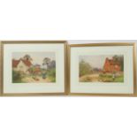 Benjamin D Sigmund (1857-1947), Pair, Feeding time, watercolours, signed, 22cm x 35cm (NB: Condition