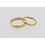 22ct gold polished wedding ring, size T, weight approx. 4.7g; also a further 22ct gold wedding ring,