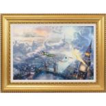 Thomas Kinkade (American, 1958-2012), Tinkerbell and Peter Pan fly to Neverland', embellished giclee