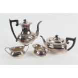 Elizabeth II silver four piece tea and coffee service, by Edward Viners, Sheffield 1962,