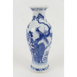 Chinese blue and white vase, late 19th Century, slender inverted baluster form decorated with exotic