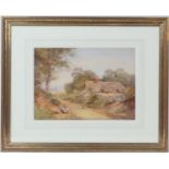 Henry John Sylvester Stannard (1870-1951), Resting outside the old cottage, watercolour, signed,