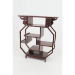 Chinese hardwood collector's display stand, 20th Century, height 37cm, width 29cm (NB: Condition