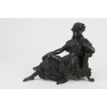 French bronze sculpture of a reclining Grecian beauty, circa 1890, height 26cm, length 31cm (NB: