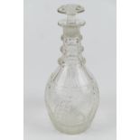 Good Regency cut glass triple ring neck mallet decanter, with stopper, height 28.5cm (NB: