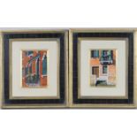 P S K Harris (Contemporary), Pair, Windows of Venice, acrylics on board, signed, dated 1997 to a