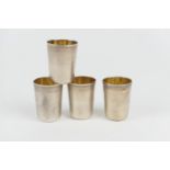 Four Soviet Charka cups, each in a matt finish with gilt interior, base stamped 875, height 5cm,