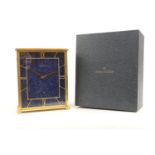 Jaegar le Coultre brass mantel clock, with a simulated lapis lazuli dial, Roman and baton