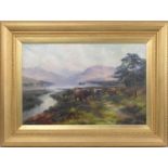 Henry Robinson Hall (1859-1929), Highland Cattle near Endrick Water, Loch Lomond, oil on canvas,