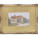 Helen Allingham (1848-1926), Children before a Sussex cottage, watercolour, signed, 13.5cm x 21cm (