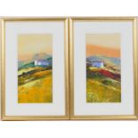 John Horswell (b. 1952), Pair, Tuscan hillside villas, oils on board, signed, 42cm x 20cm (NB: