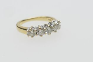 Diamond five stone ring, the round brilliant cut diamonds well matched in size and colour, totalling