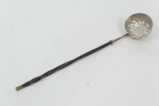 George III silver and baleen brandy ladle, the bowl centred with a George II coin and worked with