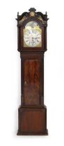 Lanson, Keighley, mahogany eight day musical chiming longcase clock, the hood with verre eglomise