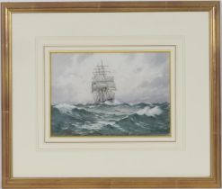 Samuel John Milton Brown (1873-1965), Clipper ahead of the storm, watercolour, signed, 20cm x