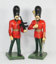 Rare pair of Britains near life size models of toy soldiers, modelled as Grenadier Guards, height