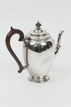 George V silver coffee pot, by Elkington & Co., Birmingham 1923, ovoid form engraved with