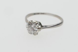 Diamond solitaire ring, the round brilliant cut diamond of approx. 1ct, colour estimated as J or