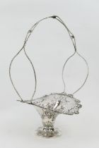 Edwardian silver flower basket, by Nathan & Hayes, Birmingham 1904, of flared pierced form and