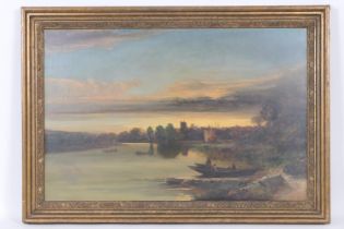 E C Williams (active late 19th Century), 'The Thames, Eventide', oil on canvas, signed and dated