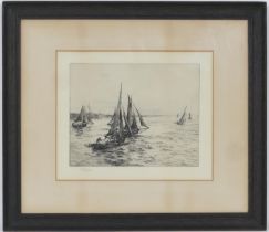 William Lionel Wyllie (1851-1931), Portsmouth fishing boats, drypoint etching, signed in pencil by