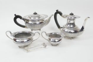 Regency style silver four piece tea service, by Israel Freeman & Son Ltd, London 1947/8,