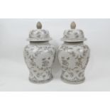 Pair of decorative chinoiserie style lidded ceramic jars (modern), height 53cm (Please note