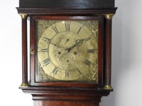 Edwards of Bishops Castle (1771 - 1791) oak eight day long clock, having a brass 12 inch dial with