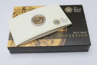 2011 United Kingdom half sovereign (Royal Mint Bullion), original box, weight 3.99g (Please note