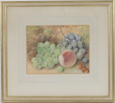 Follower of Oliver Clare, Still life with grapes, apple and chestnuts, watercolour, 16cm x 21cm (