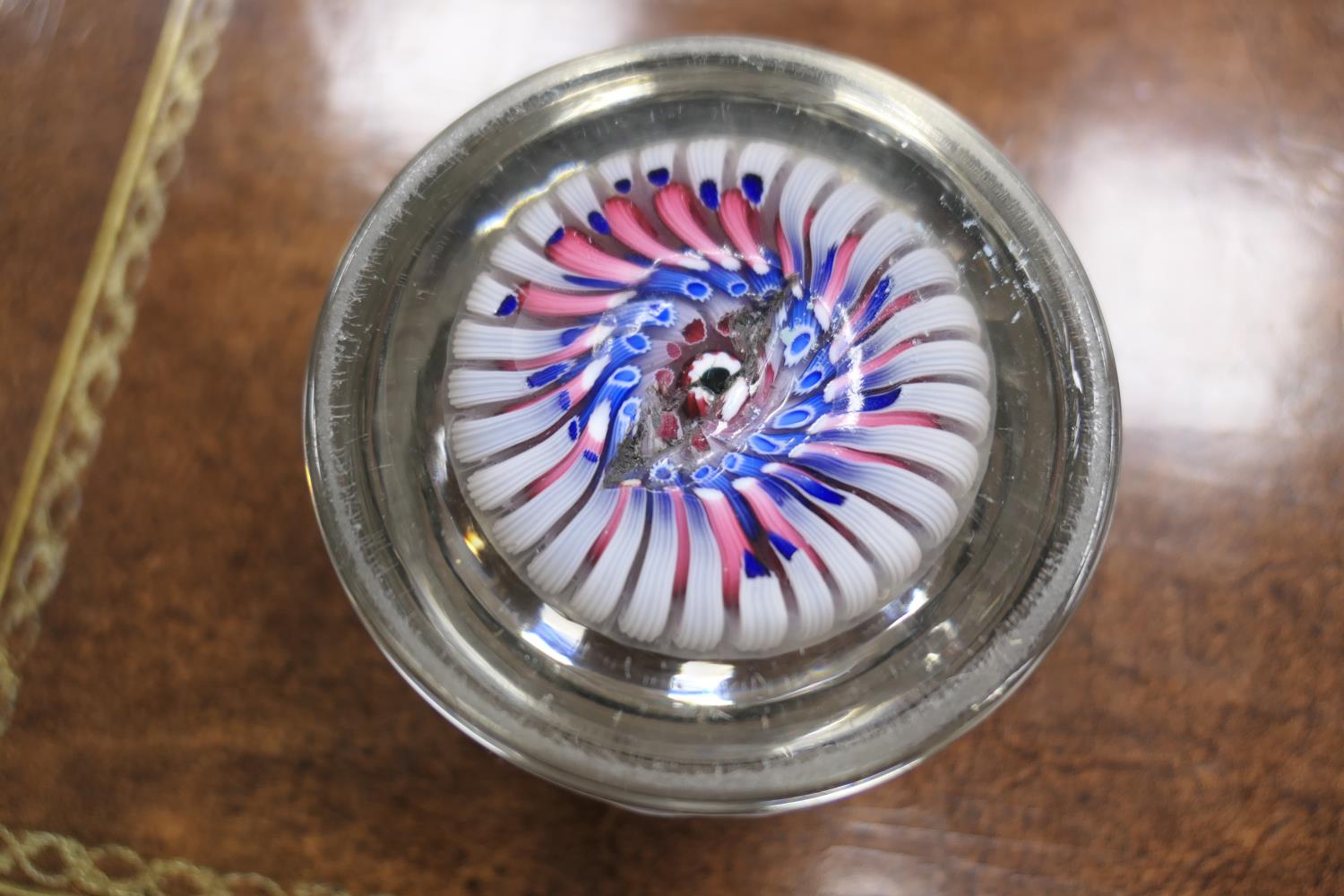 Victorian millefiori glass paperweight, circa 1850, 9.6cm diameter (Please note condition is not - Image 4 of 5